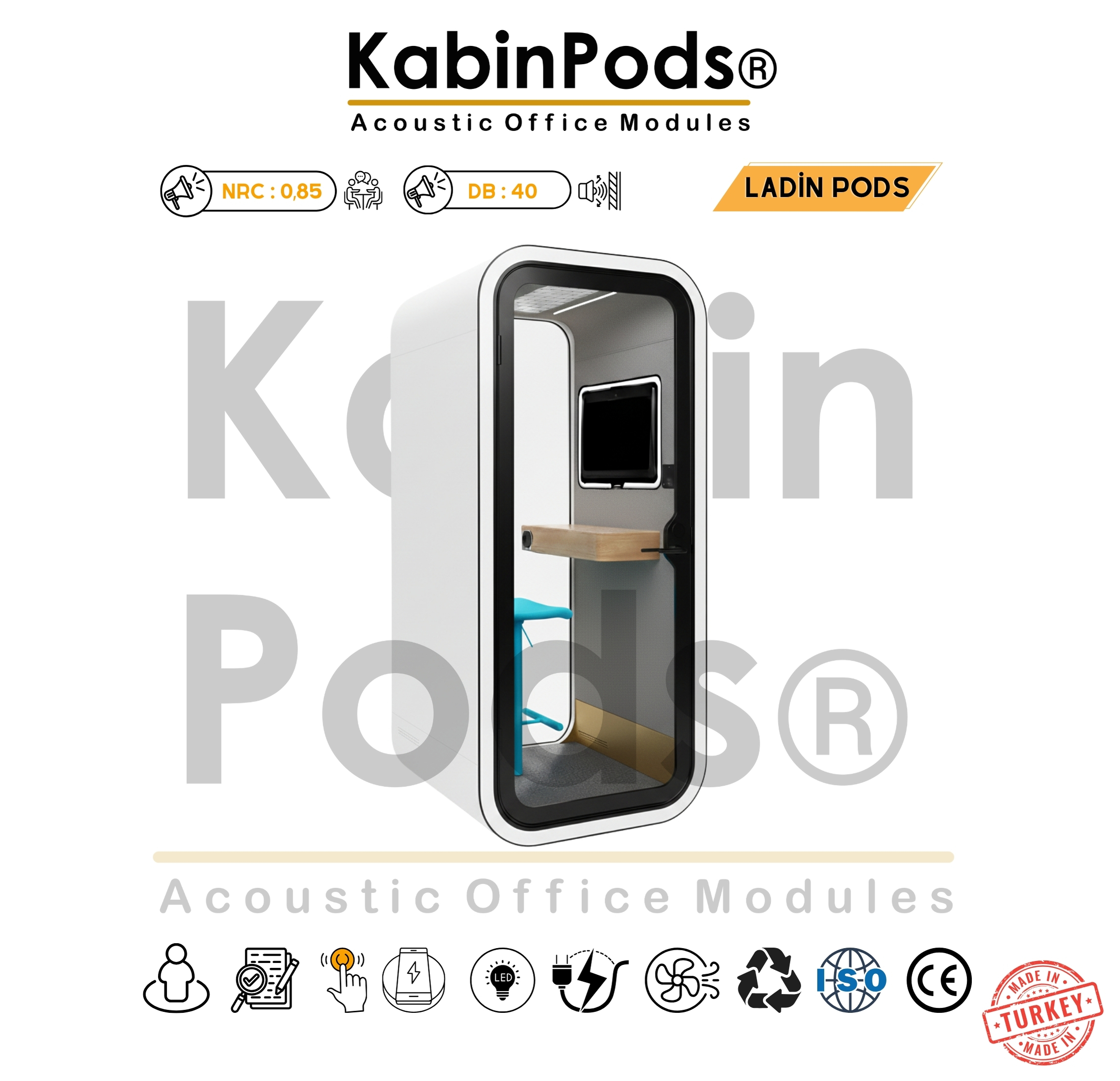 Akustik Telefon Kabini ofiste kullanım